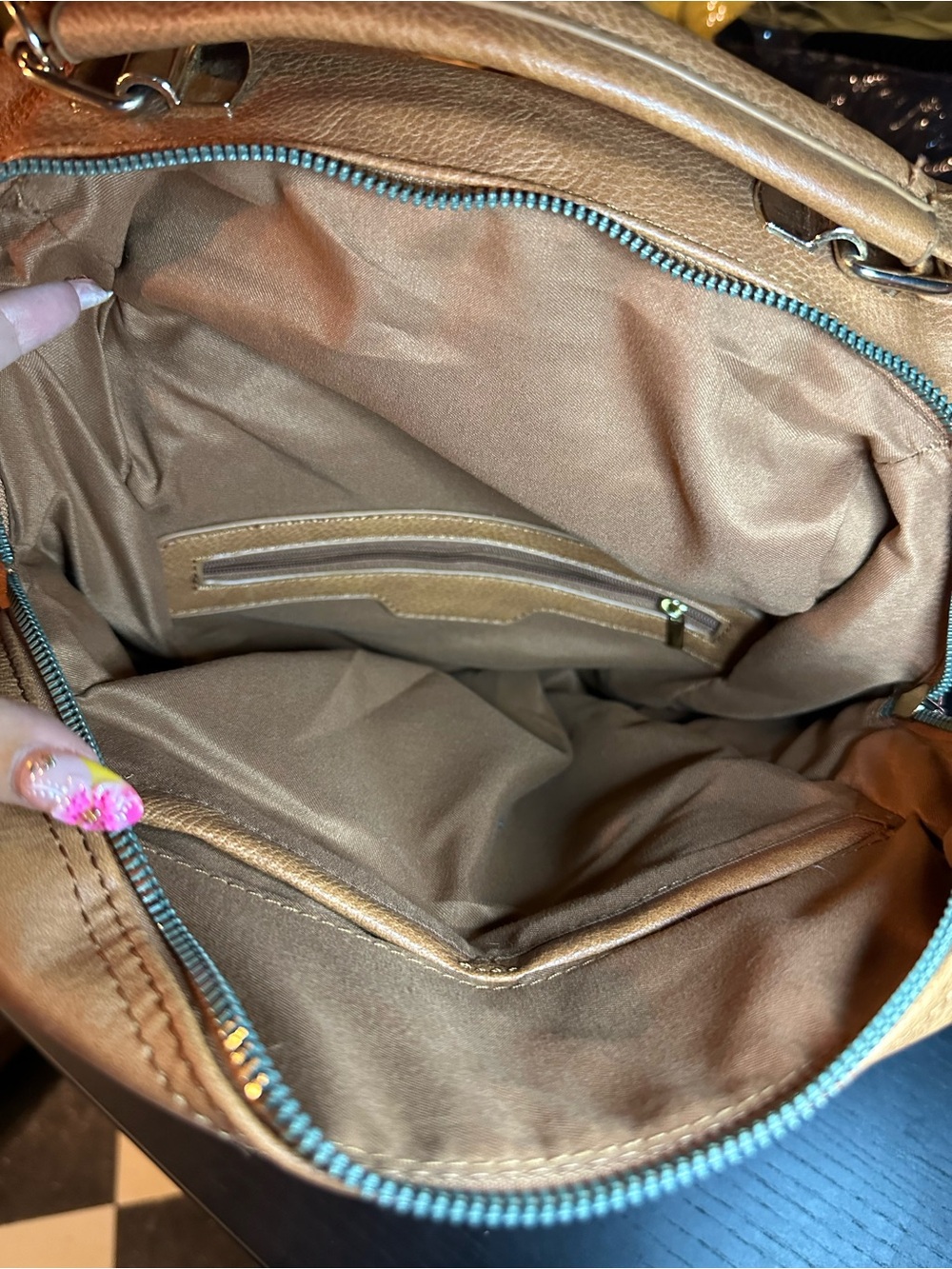 Tan Leather Backpack Convertable Strap - Picture 2 of 8